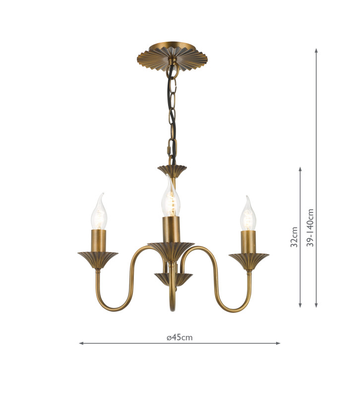 Lydian 3 Light Ceiling Pendant Antique Bronze Fitting Only-6