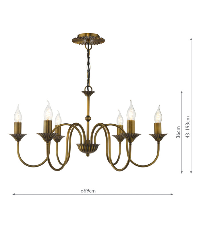 Lydian 6 Light Ceiling Pendant Antique Bronze Fitting Only-6