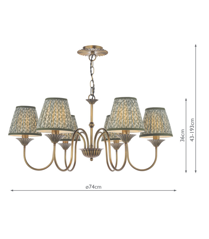 Lydian 6 Light Ceiling Pendant Antique Bronze With Shade-6