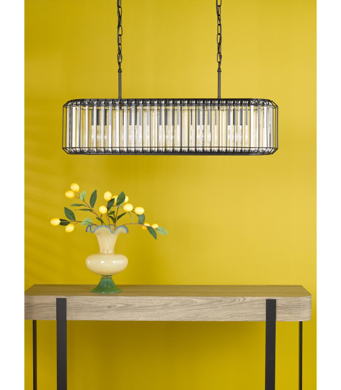 Naeva 5 Light Ceiling Pendant Matt Black and Crystal-3