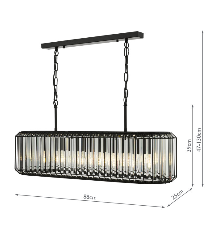 Naeva 5 Light Ceiling Pendant Matt Black and Crystal-4