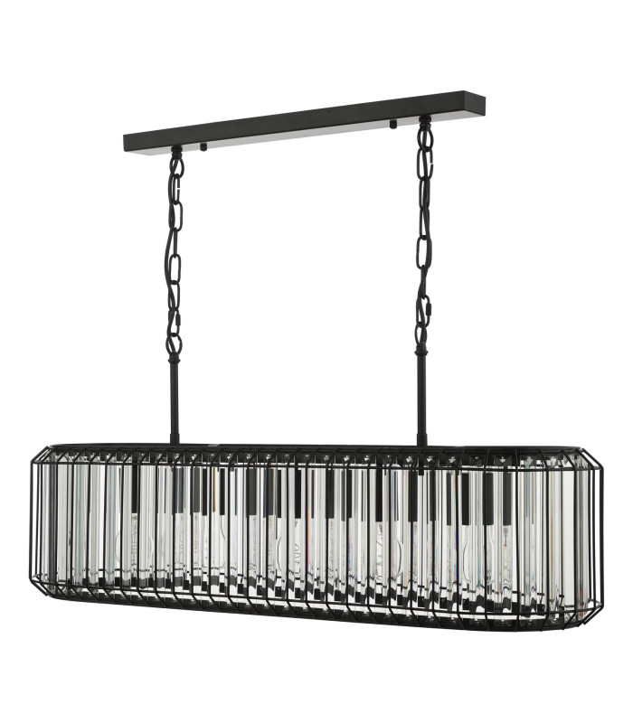 Naeva 5 Light Ceiling Pendant Matt Black and Crystal-5