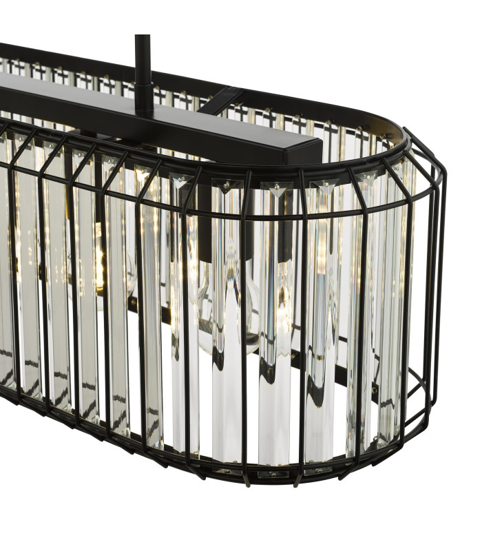 Naeva 5 Light Ceiling Pendant Matt Black and Crystal-6