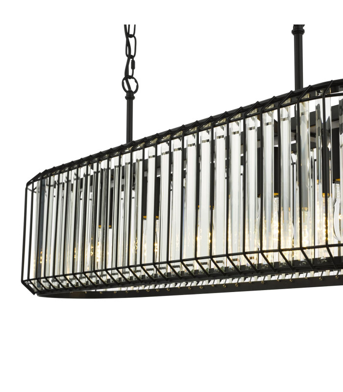 Naeva 5 Light Ceiling Pendant Matt Black and Crystal-7