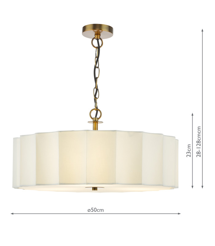 Noura 3 Light Ceiling Pendant Ivory and Antique Bronze-4