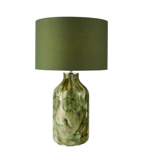 Nuria Table Lamp Green Art Glass and Polished Chrome With Shade-1