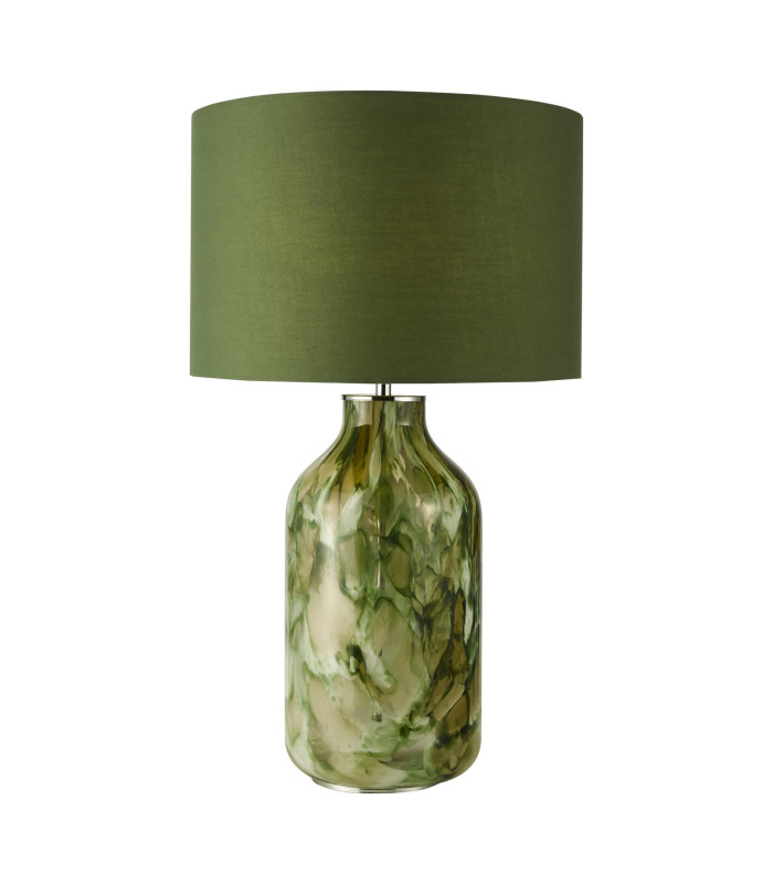 Nuria Table Lamp Green Art Glass and Polished Chrome With Shade-1