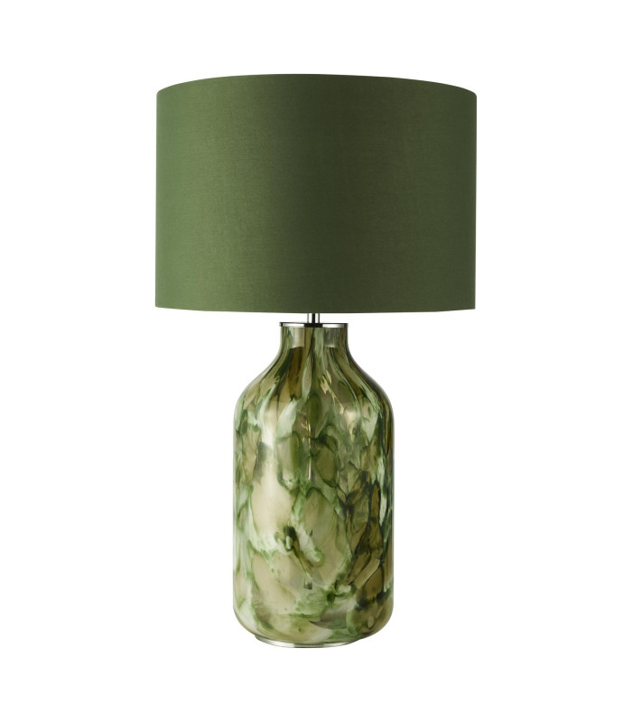 Nuria Table Lamp Green Art Glass and Polished Chrome With Shade-5