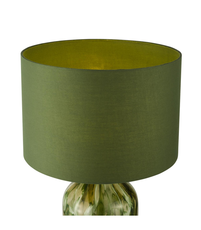 Nuria Table Lamp Green Art Glass and Polished Chrome With Shade-6