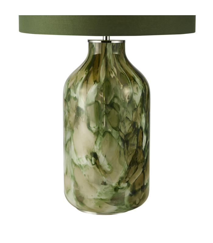 Nuria Table Lamp Green Art Glass and Polished Chrome With Shade-7