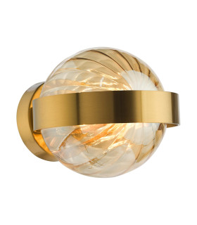 Ophira Wall Light Antique Gold and Amber Ribbed Glass-1
