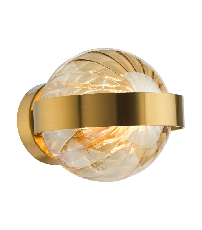 Ophira Wall Light Antique Gold and Amber Ribbed Glass-1
