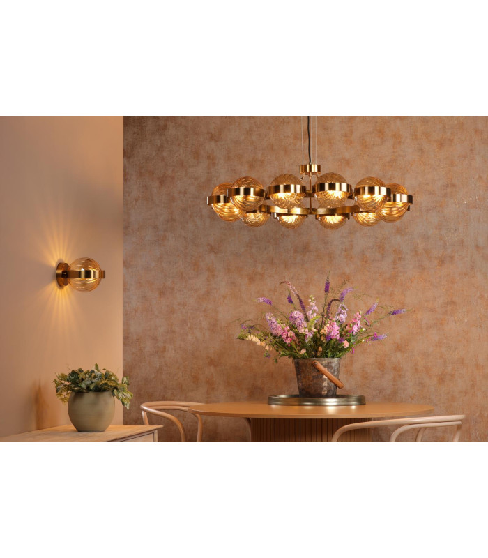 Ophira Wall Light Antique Gold and Amber Ribbed Glass-4