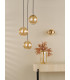 Ophira 3 Light Cluster Ceiling Pendant Antique Gold and Amber Ribbed Glass-5