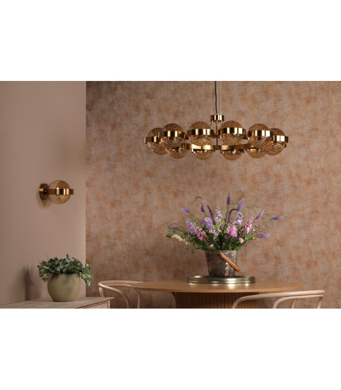 Ophira Wall Light Antique Gold and Amber Ribbed Glass-5
