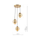 Ophira 3 Light Cluster Ceiling Pendant Antique Gold and Amber Ribbed Glass-6