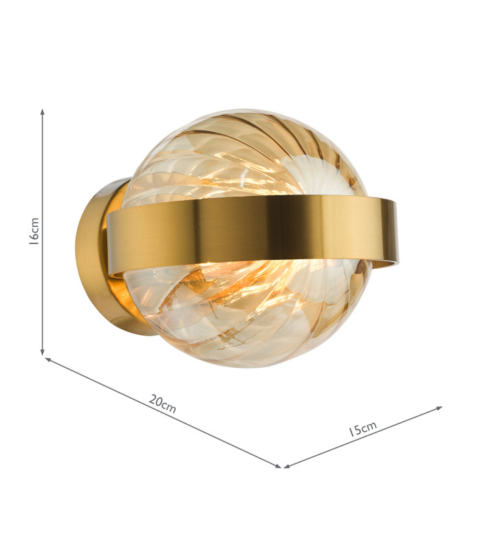 Ophira Wall Light Antique Gold and Amber Ribbed Glass-6