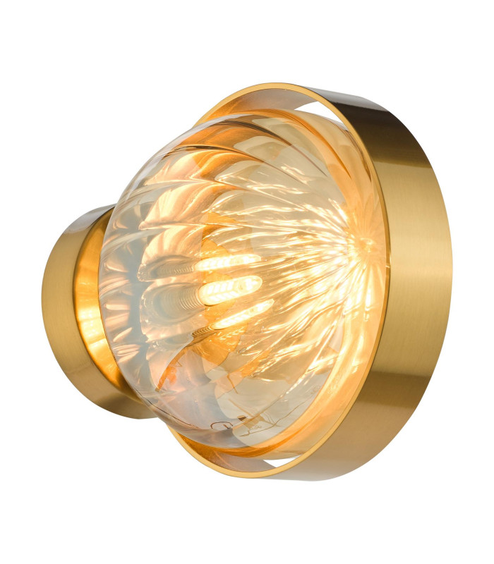 Ophira Wall Light Antique Gold and Amber Ribbed Glass-8