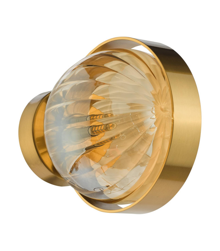 Ophira Wall Light Antique Gold and Amber Ribbed Glass-9