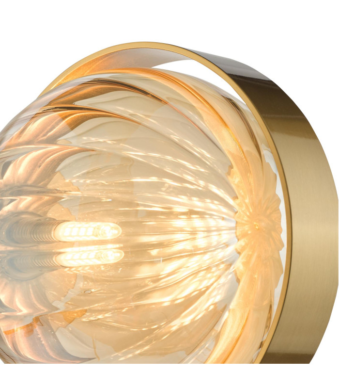Ophira Wall Light Antique Gold and Amber Ribbed Glass-10