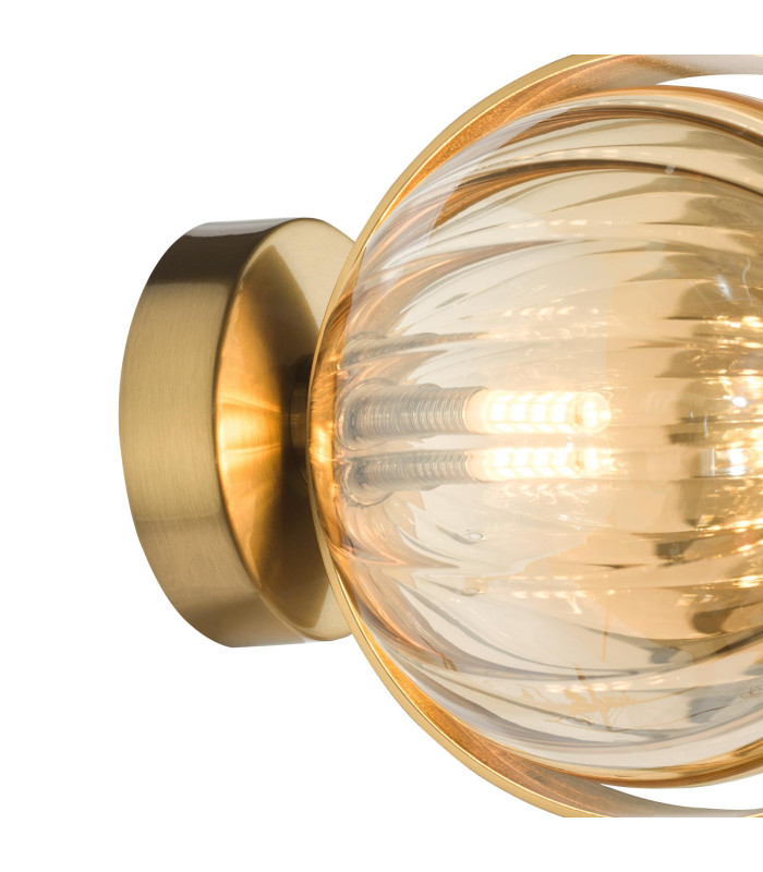 Ophira Wall Light Antique Gold and Amber Ribbed Glass-11