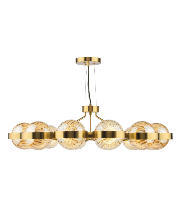 Ophira Ceiling Pendant Antique Gold and Amber Ribbed Glass-11