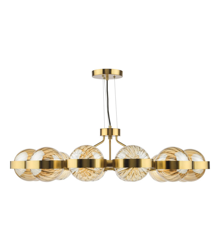 Ophira Ceiling Pendant Antique Gold and Amber Ribbed Glass-12