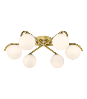 Orlena 6 Light Flush Satin Gold and Opal Glass-1