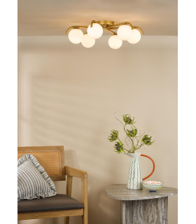 Orlena 6 Light Flush Satin Gold and Opal Glass-2