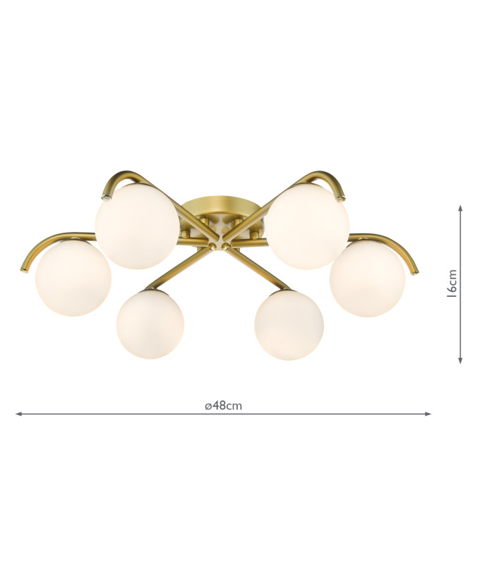 Orlena 6 Light Flush Satin Gold and Opal Glass-6