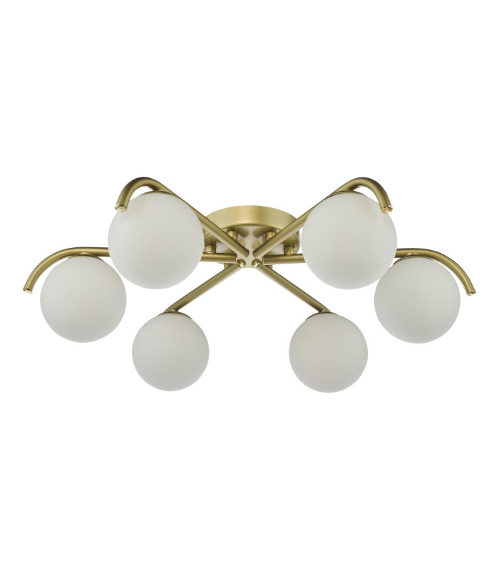 Orlena 6 Light Flush Satin Gold and Opal Glass-7