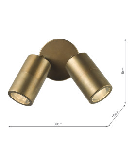 Ortega Outdoor Wall Light Aged Brass and Glass IP65-2