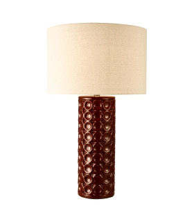 Raja Table Lamp Red Ceramic and Antique Bronze With Shade-1