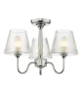 Rimaz 3 Light Bathroom Semi Flush Ceiling Polished Chrome and Ribbed Glass IP44-1