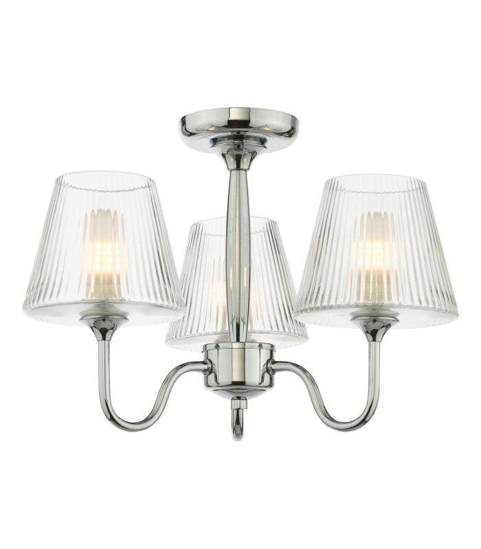 Rimaz 3 Light Bathroom Semi Flush Ceiling Polished Chrome and Ribbed Glass IP44-1