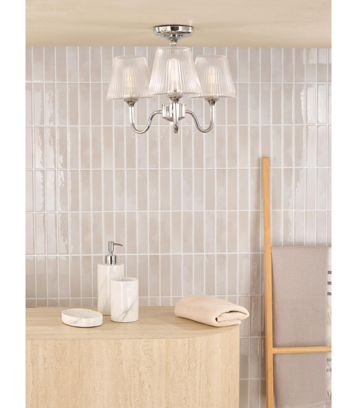 Rimaz 3 Light Bathroom Semi Flush Ceiling Polished Chrome and Ribbed Glass IP44-3