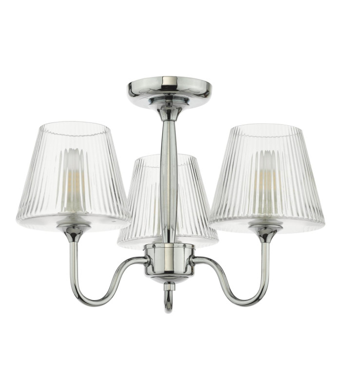 Rimaz 3 Light Bathroom Semi Flush Ceiling Polished Chrome and Ribbed Glass IP44-7