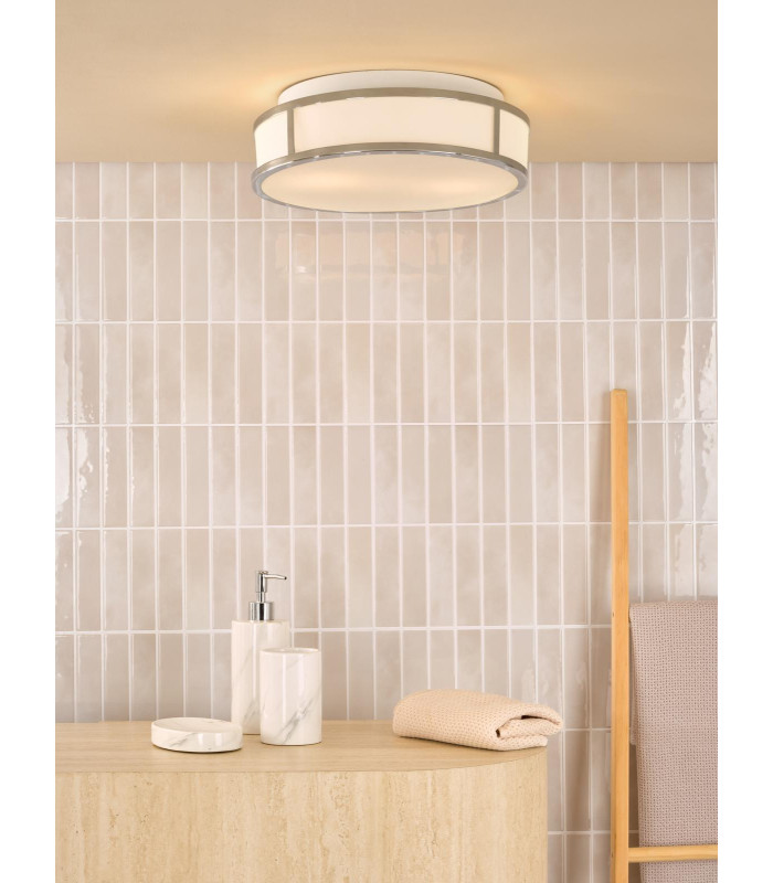 Royce Bathroom Flush Polished Chrome and Opal Glass IP44-2