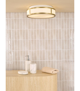 Royce Bathroom Flush Matt Antique Brass and Opal Glass IP44-2