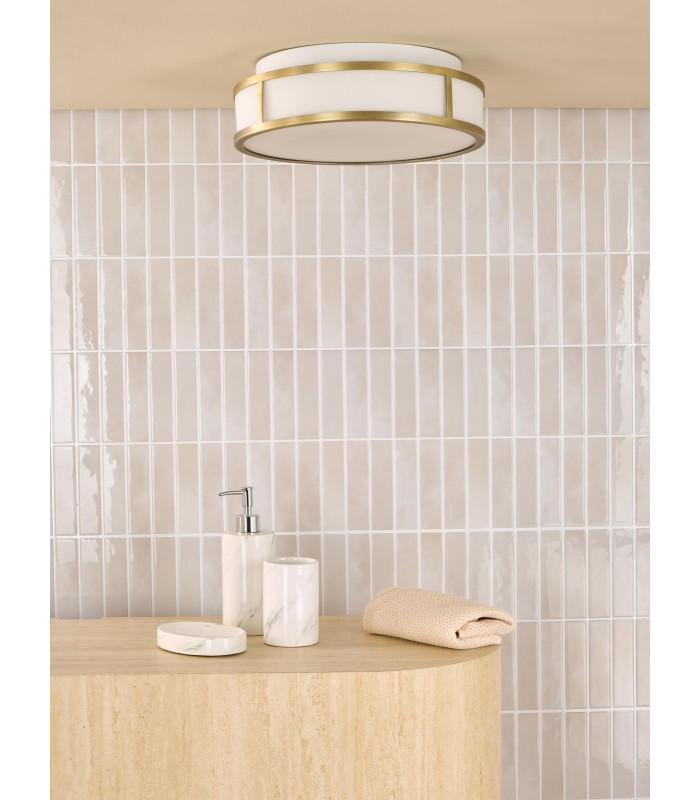 Royce Bathroom Flush Matt Antique Brass and Opal Glass IP44-3
