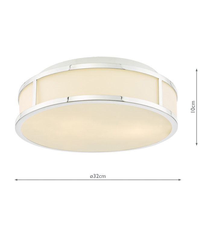 Royce Bathroom Flush Polished Chrome and Opal Glass IP44-4