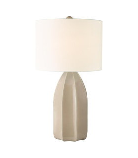 Saundra Table Lamp Taupe Ceramic and Matt Antique Brass With Shade-1