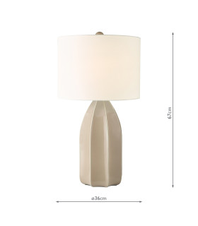 Saundra Table Lamp Taupe Ceramic and Matt Antique Brass With Shade-2
