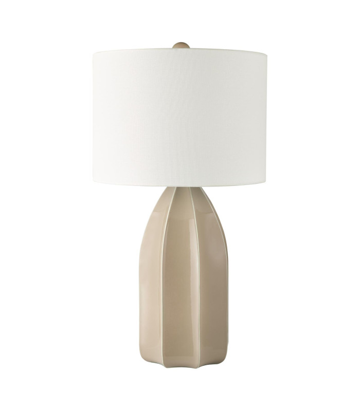 Saundra Table Lamp Taupe Ceramic and Matt Antique Brass With Shade-3