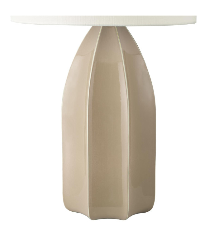 Saundra Table Lamp Taupe Ceramic and Matt Antique Brass With Shade-5