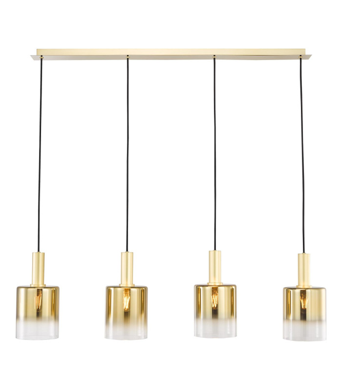 Savannah 4 Light Bar Ceiling Pendant Satin Gold and Gold Ombre Glass-5
