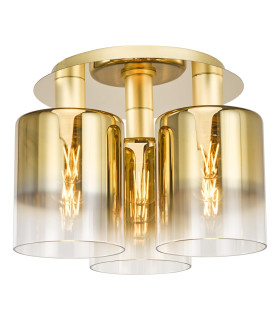Savannah 3 Light Flush Satin Gold and Gold Ombre Glass-1