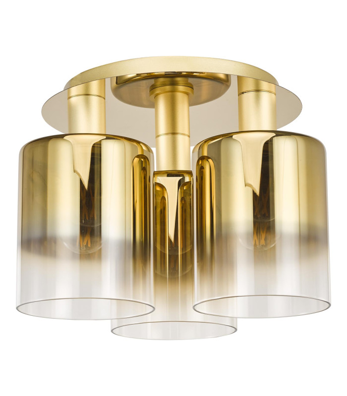Savannah 3 Light Flush Satin Gold and Gold Ombre Glass-3