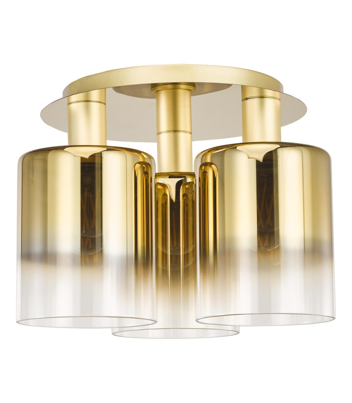 Savannah 3 Light Flush Satin Gold and Gold Ombre Glass-5