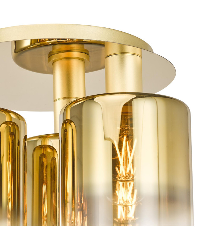 Savannah 3 Light Flush Satin Gold and Gold Ombre Glass-6